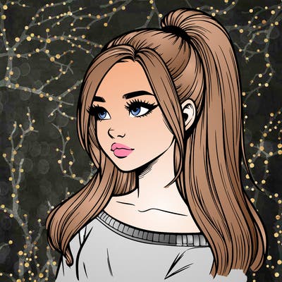 realistic girl with a high ponytail