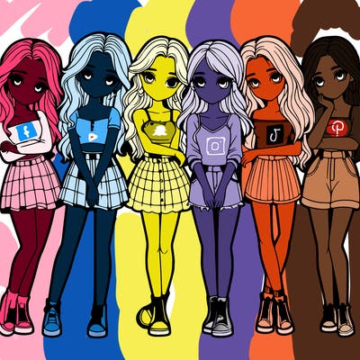 a group of girls realistic