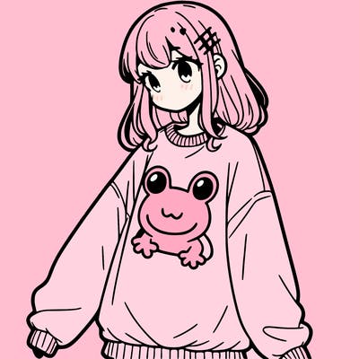 girl wearing frogging sweatshirt