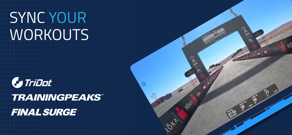 FulGaz Indoor Cycling App - FulGaz app interface showing workout synchronization with TrainingPeaks and real-world Ironman course footage