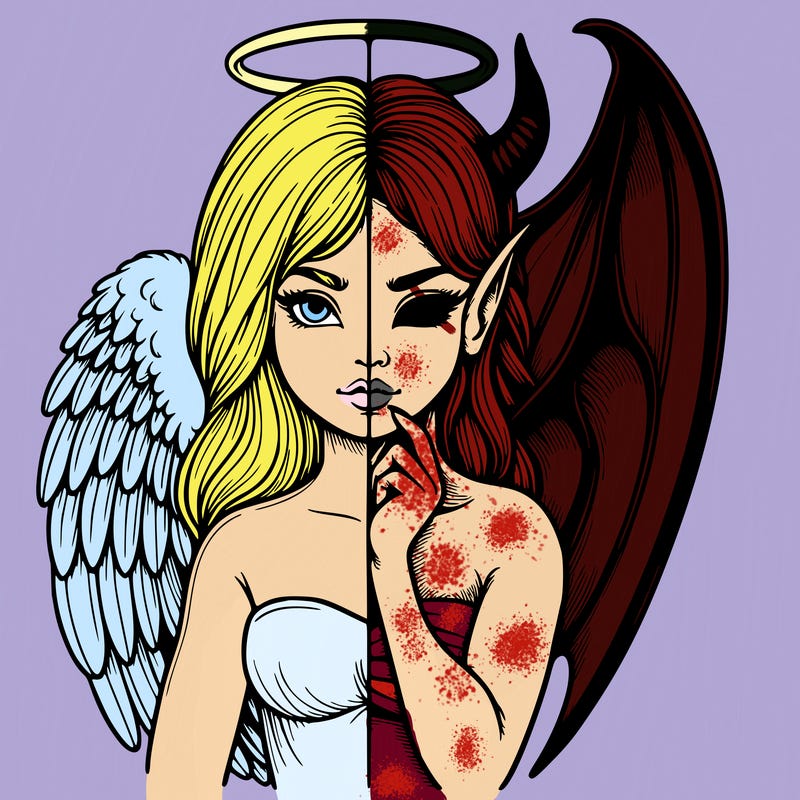 realistic angel half demon