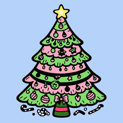 christmas tree with lots of details