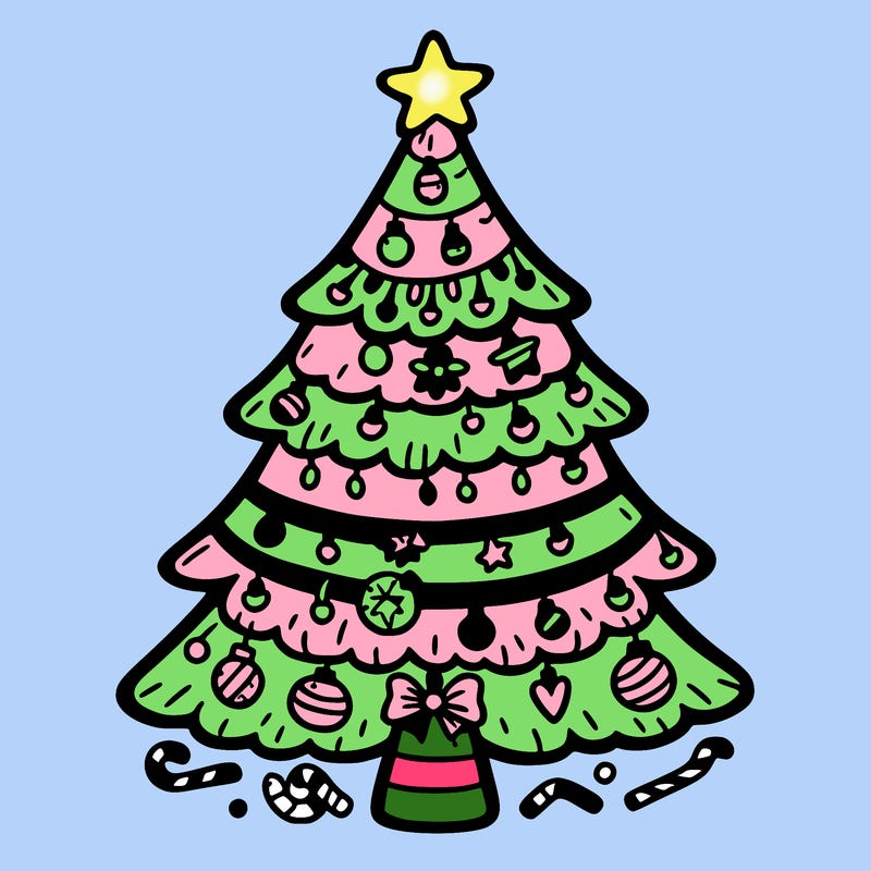 christmas tree with lots of details