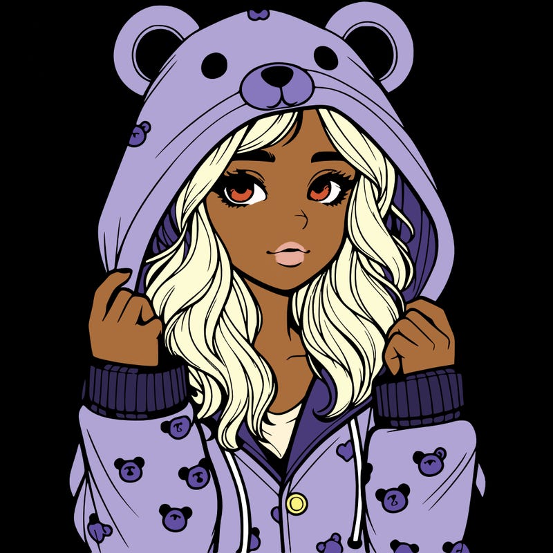 realistic girl in a animal pjs hoodie