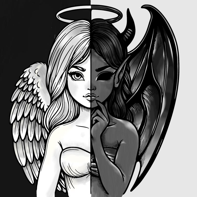 realistic angel half demon