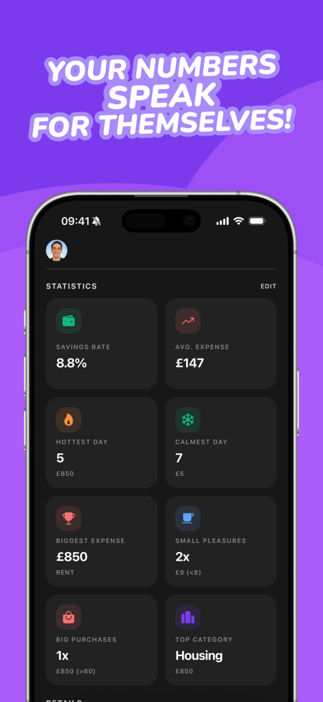 Trya - Budget Planner & Money - Trya budget planner app dashboard showing personalized financial statistics and spending insights