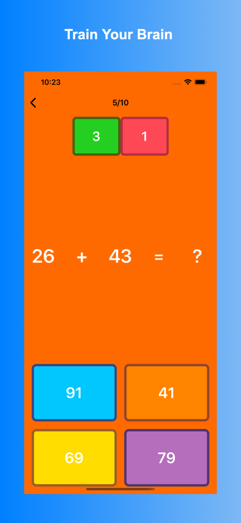 Addition math quiz screen for kids in the Splash Math app