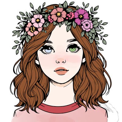 realistic girl with flower crown