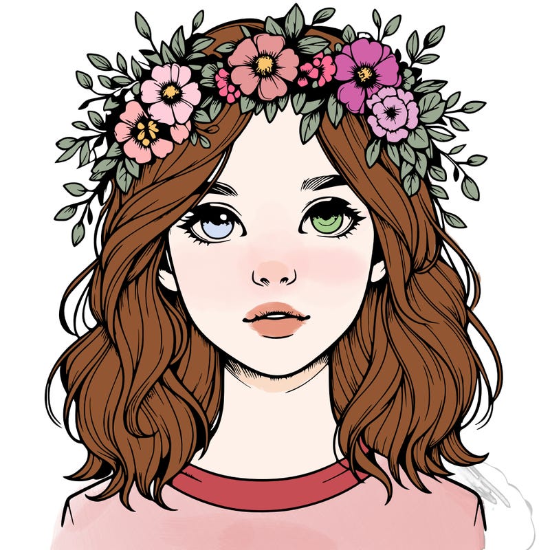 realistic girl with flower crown