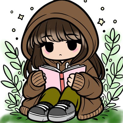 girl in oversized hoodie reading a book