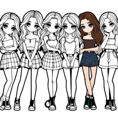 a group of girls realistic