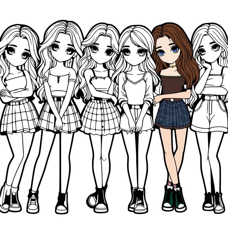 a group of girls realistic