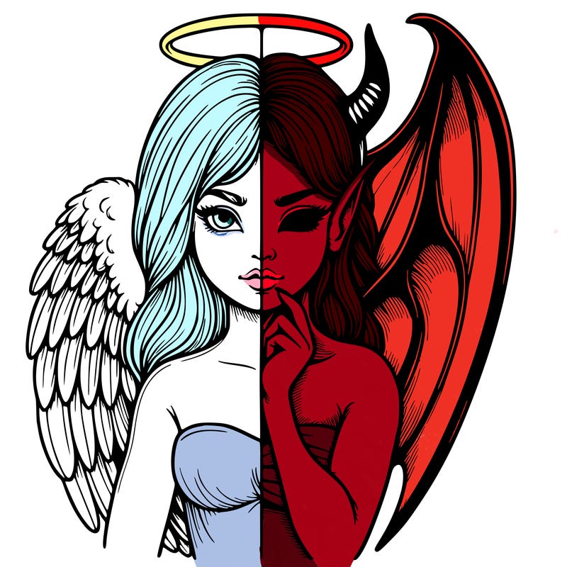 realistic angel half demon