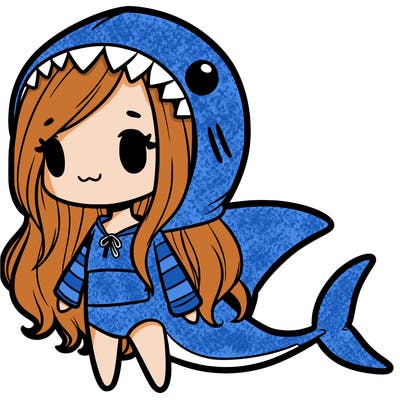 girl with shark outfit
