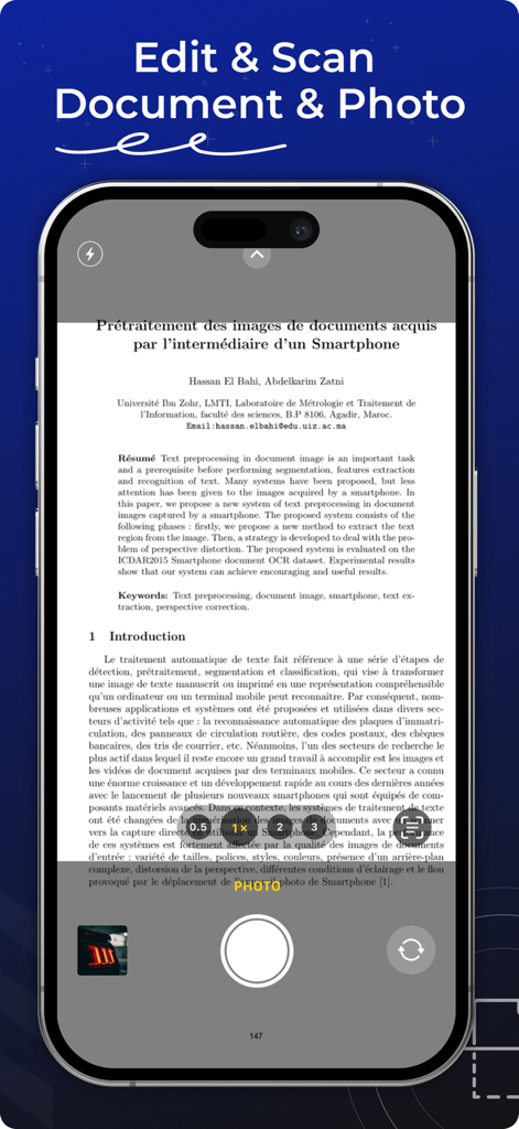 Tela do iPhone mostrando o recurso de digitalização e edição de documentos do aplicativo Impressora Inteligente Tudo em Um