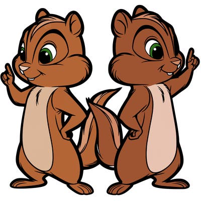 two tamias standing up split realistic