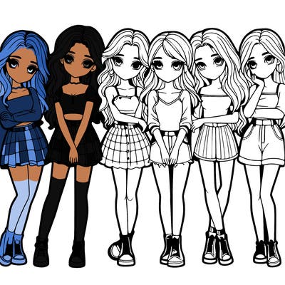 a group of girls realistic