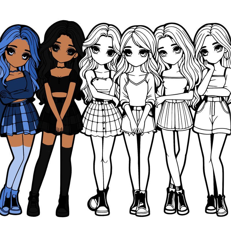 a group of girls realistic