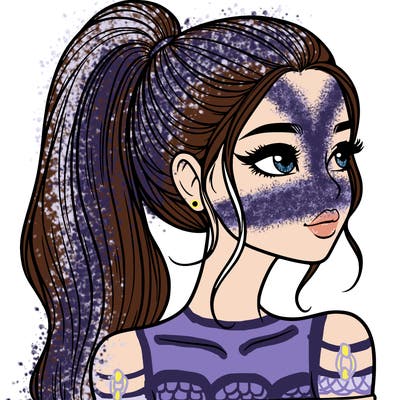 a beautiful and realistic girl with a high pony tail