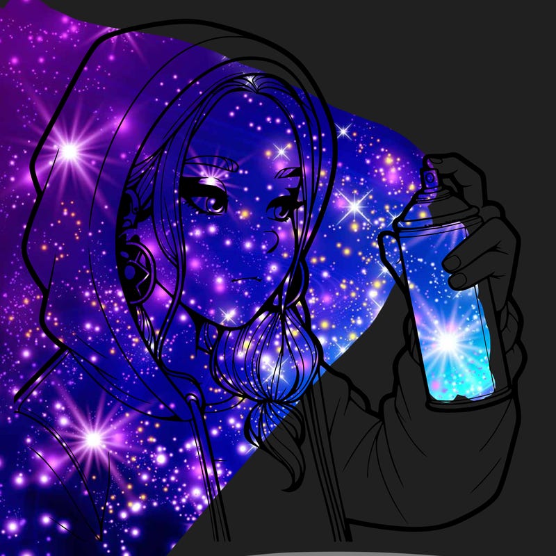 a realistic girl, spray painting