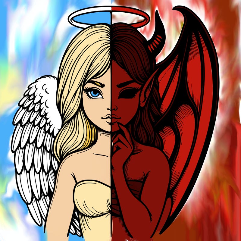 realistic angel half demon