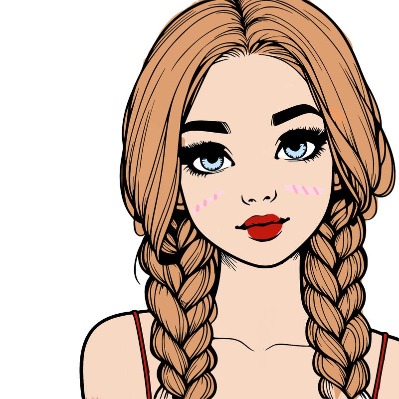 realistic girl with braids