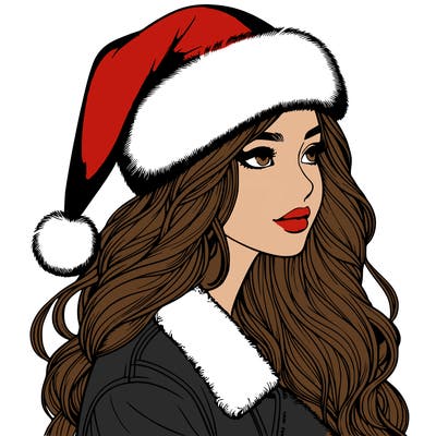 realistic girl in santa hat