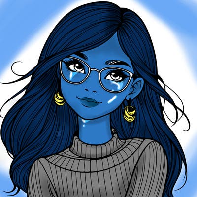 realistic girl with glasses