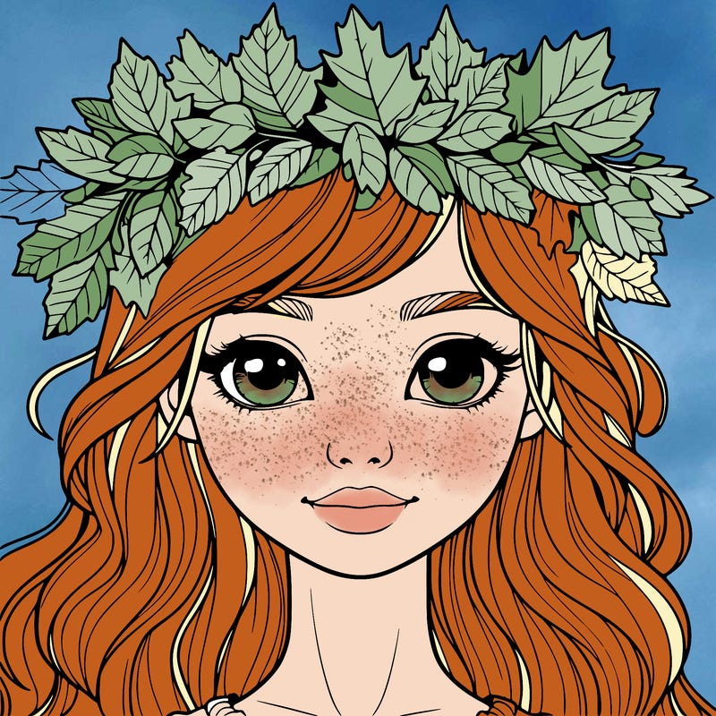 realistic girl with fall leaf crown