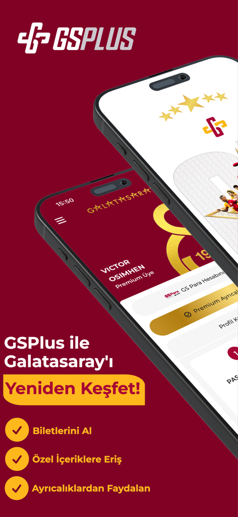 GSPlus - GSPlus mobile app for Galatasaray fans featuring exclusive content and ticketing