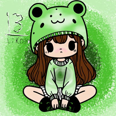 a girl wearing a frog hat and some frog socks