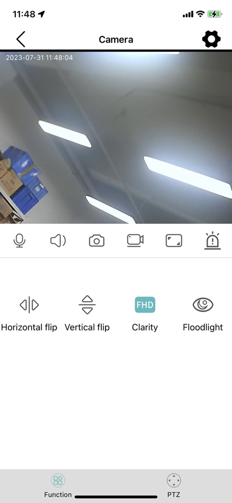 JXLCAM 网络视频监控系统 - Live video monitoring interface of JXLCAM app showing camera controls and settings
