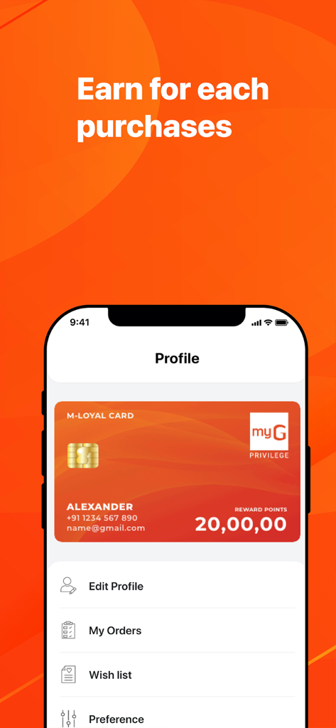 myG Online - Digital loyalty card showing reward points in the myG Online mobile app