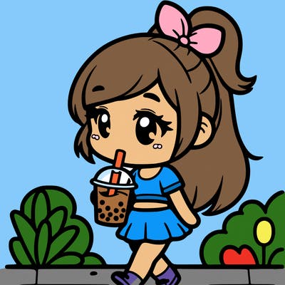 cute girl drinking boba