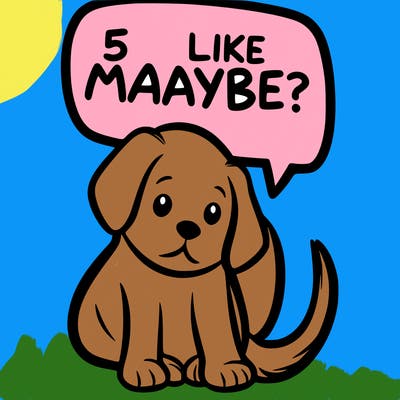 a puppy that says 5 like maybe