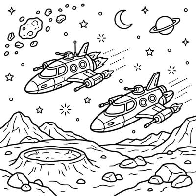 Embark on an intergalactic journey with this exciting scout ships coloring page, perfect for young space explorers. Kids aged 4-8 will love bringing these speedy vessels and cosmic scenes to life with their favorite colors.
