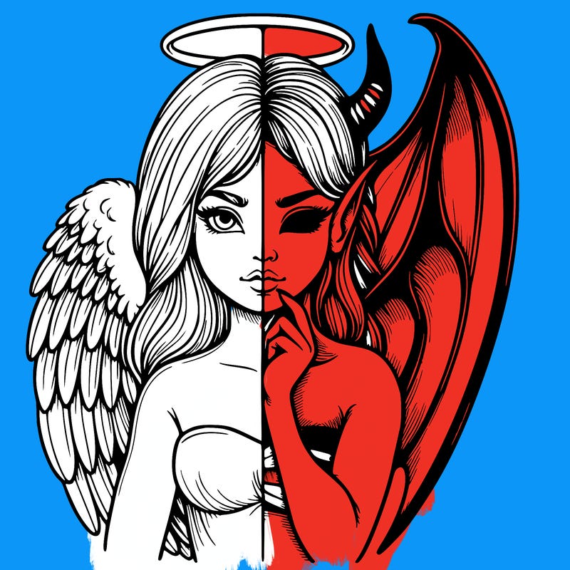 realistic angel half demon