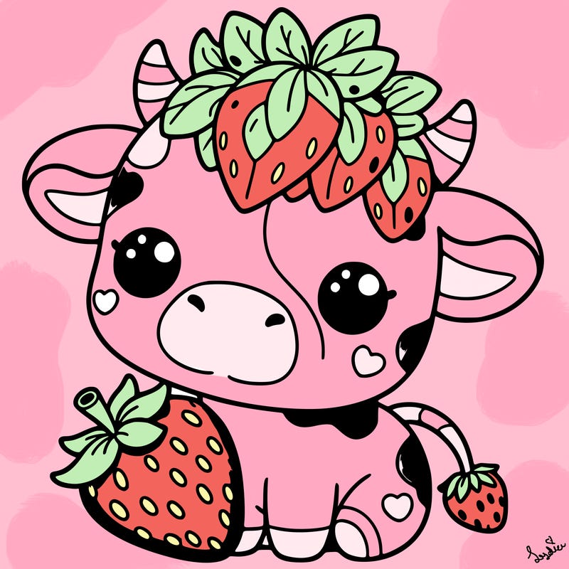 cute strawberry cow