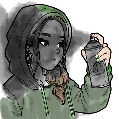a realistic girl, spray painting
