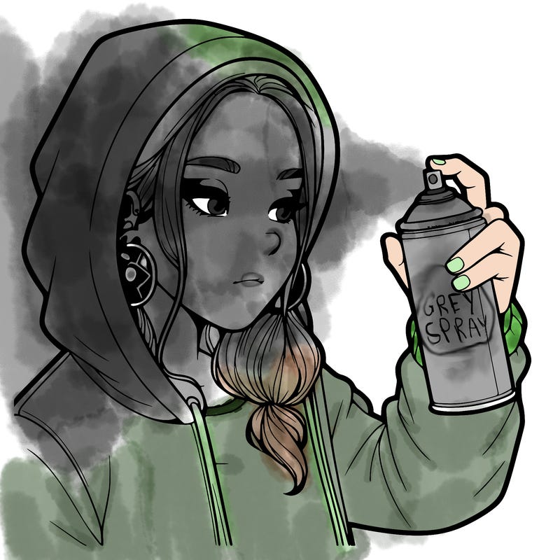 a realistic girl, spray painting