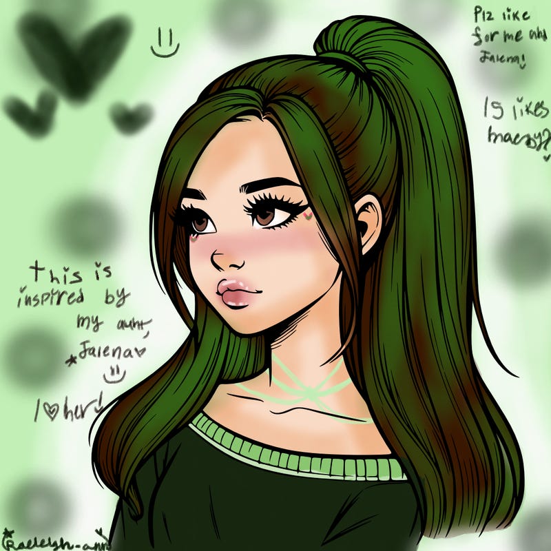 realistic girl with a high ponytail