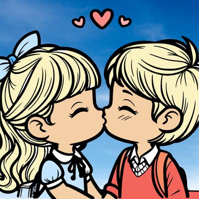 boy and girl kissing