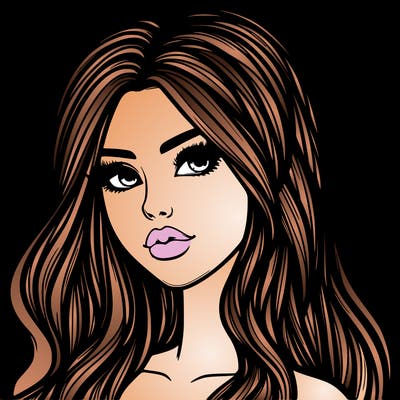 realistic pretty girl with long hair lips and a nose