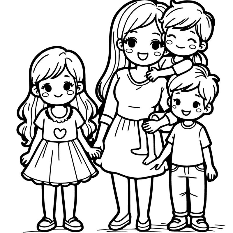 mom and 2 daughters and 1 son