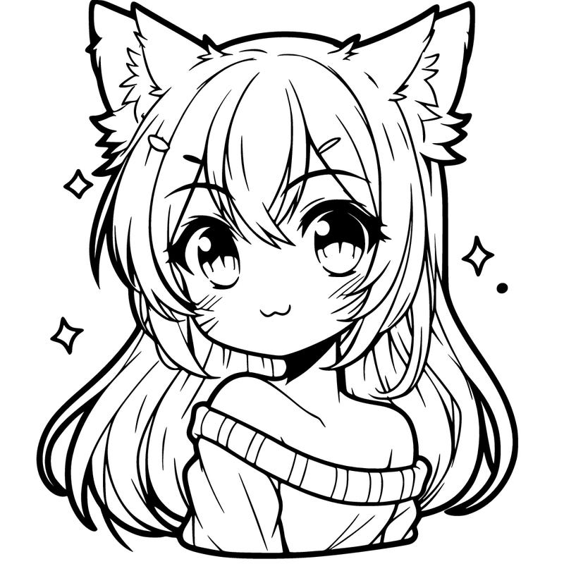 a cute anime girl with wolf ears