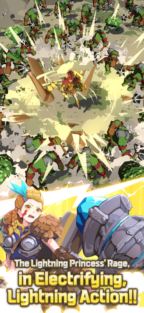 Lightning Princess: Idle RPG - Lightning Princess battling a horde of enemies in a 3D idle RPG
