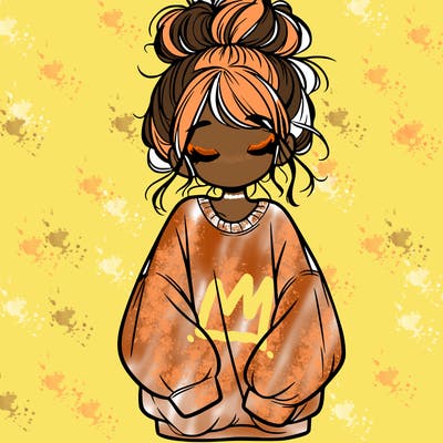 girl with baggy sweatshirt and messy bun