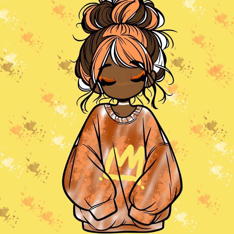 girl with baggy sweatshirt and messy bun