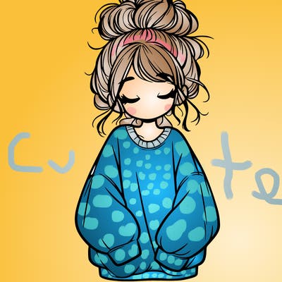 girl with baggy sweatshirt and messy bun