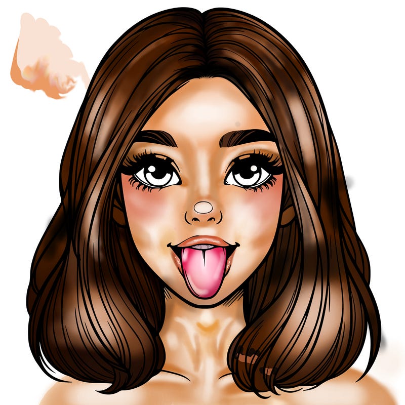realistic girl with her tongue out